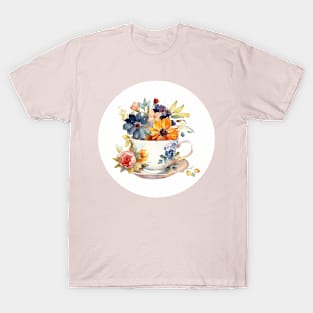 Whimsical Teacup With Flowers T-Shirt